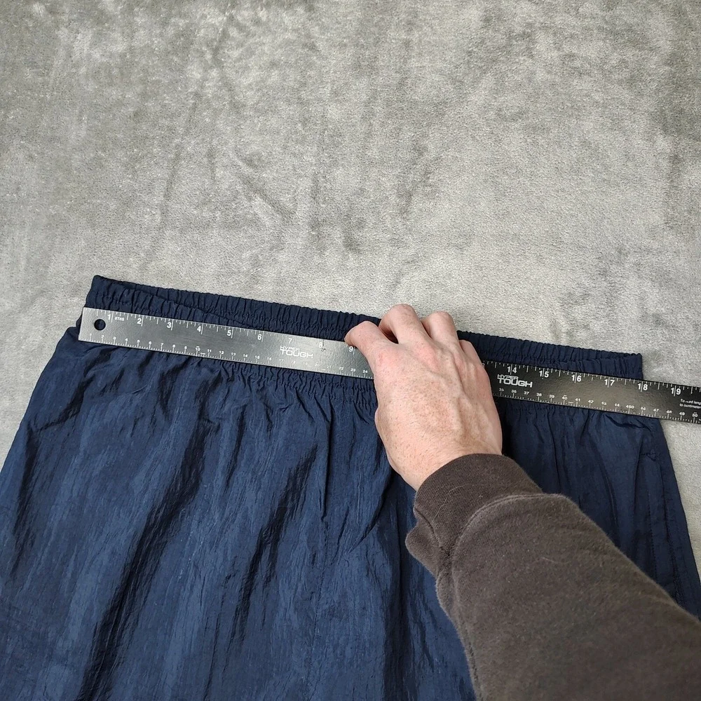 Adidas Originals Track Pants Mens XL Navy Blue Solid‎ Vintage Crinkle Nylon Zip